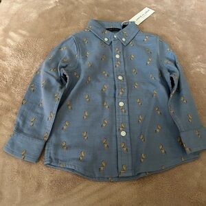 Janie&Jack infant boys button down collar horse print shirt. Size 18-24 mos NWT